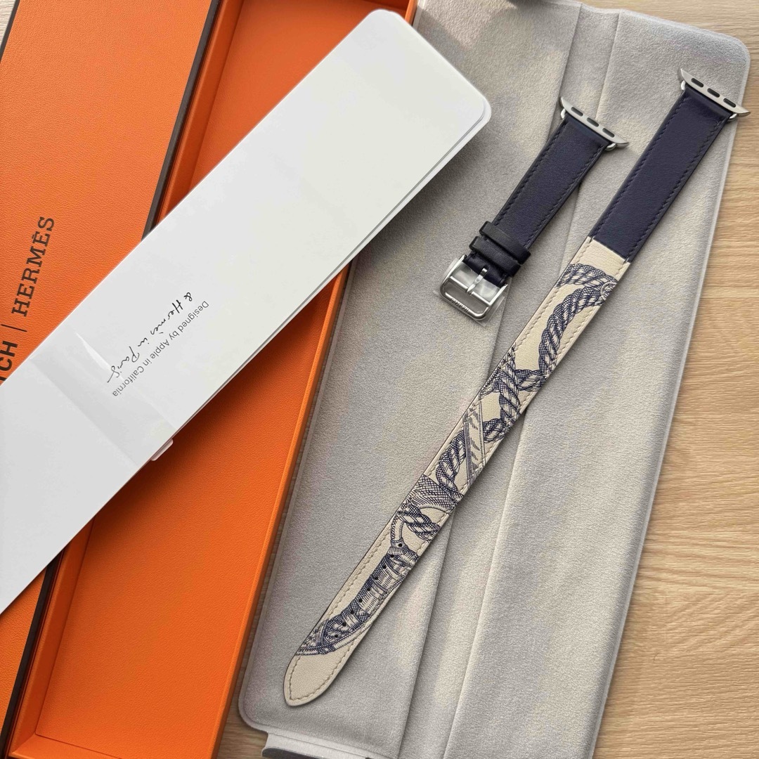 Apple - 2111 Apple Watch エルメス ブルー ロープ柄 二重 Apple - 2111 Apple Watch エルメス ブルー ロープ柄 二重