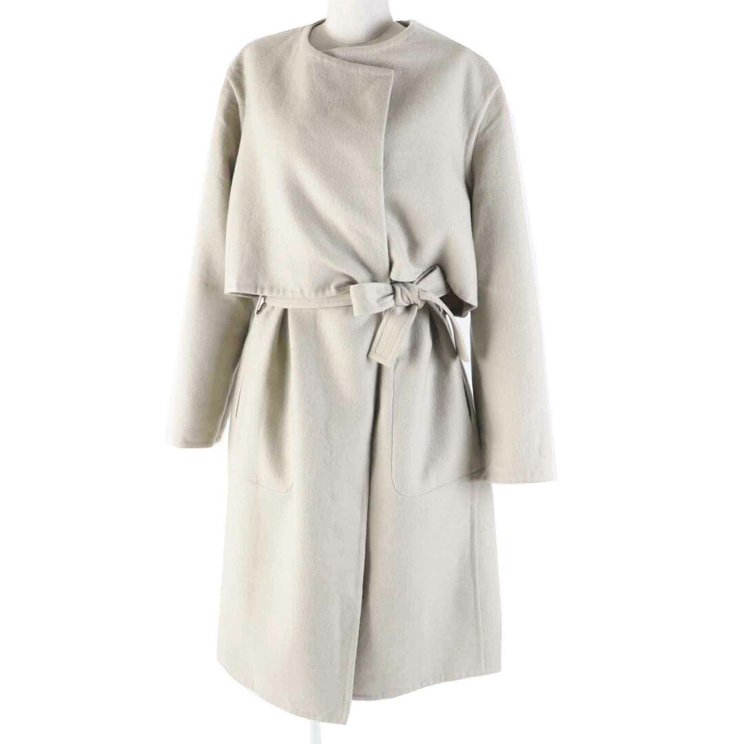 HERMES - 極美品◎HERMES エルメス マルジェラ期 カシミヤ100％ ベルテッド ロング丈 ラップ コート グレージュ 42 フランス製 正規品 レディース 定価620,000円