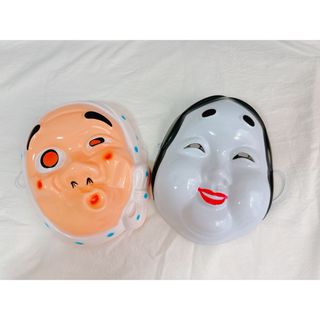 ウェディング　和装♡前撮り　前撮りアイテム　お面　ひょっとこ＆おたふく(ウェディングドレス)