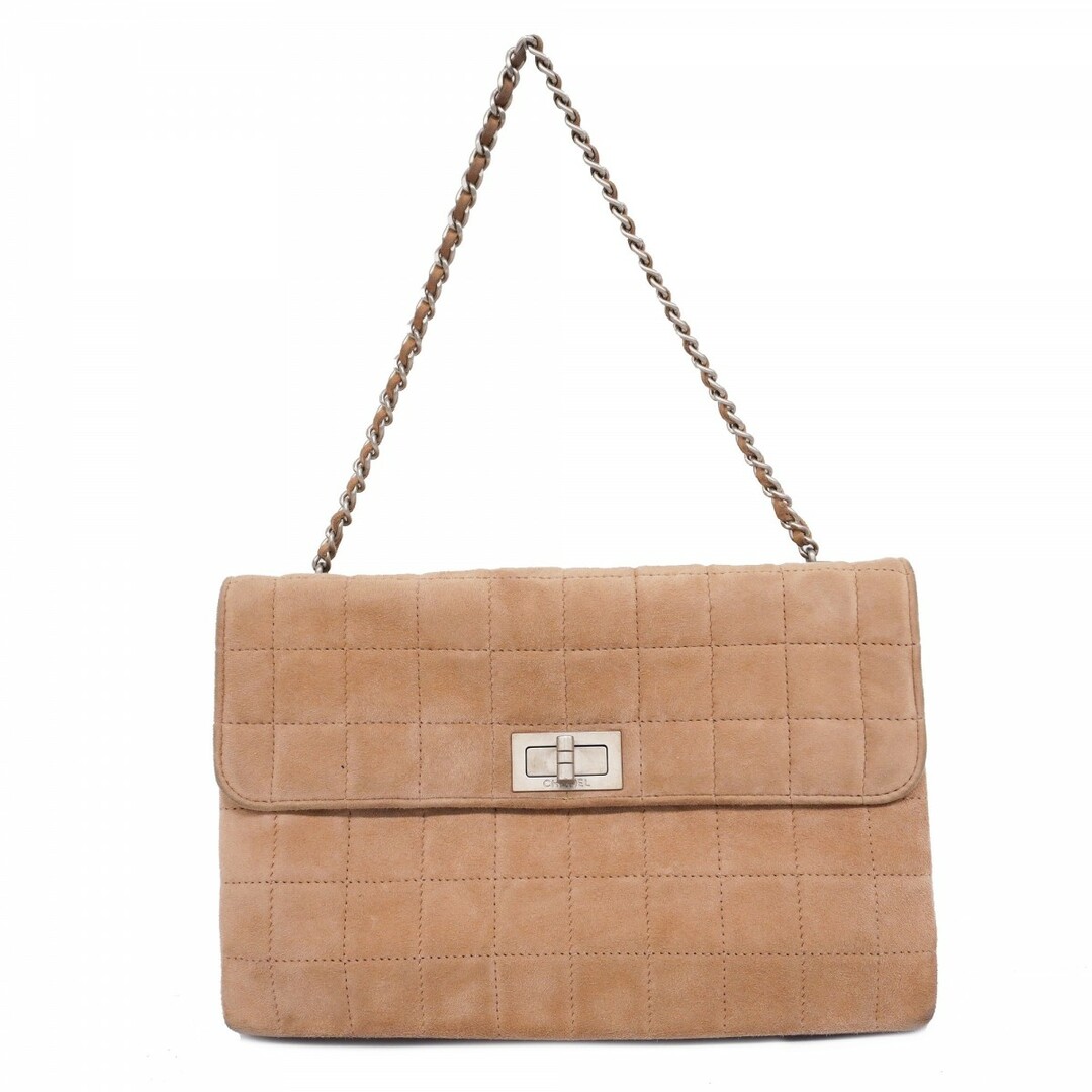 CHANEL - 【4td3204】シャネル ショルダーバッグ 2.55/チョコバー チェーンショルダー スウェード ブラウン シルバー金具【中古】レディース