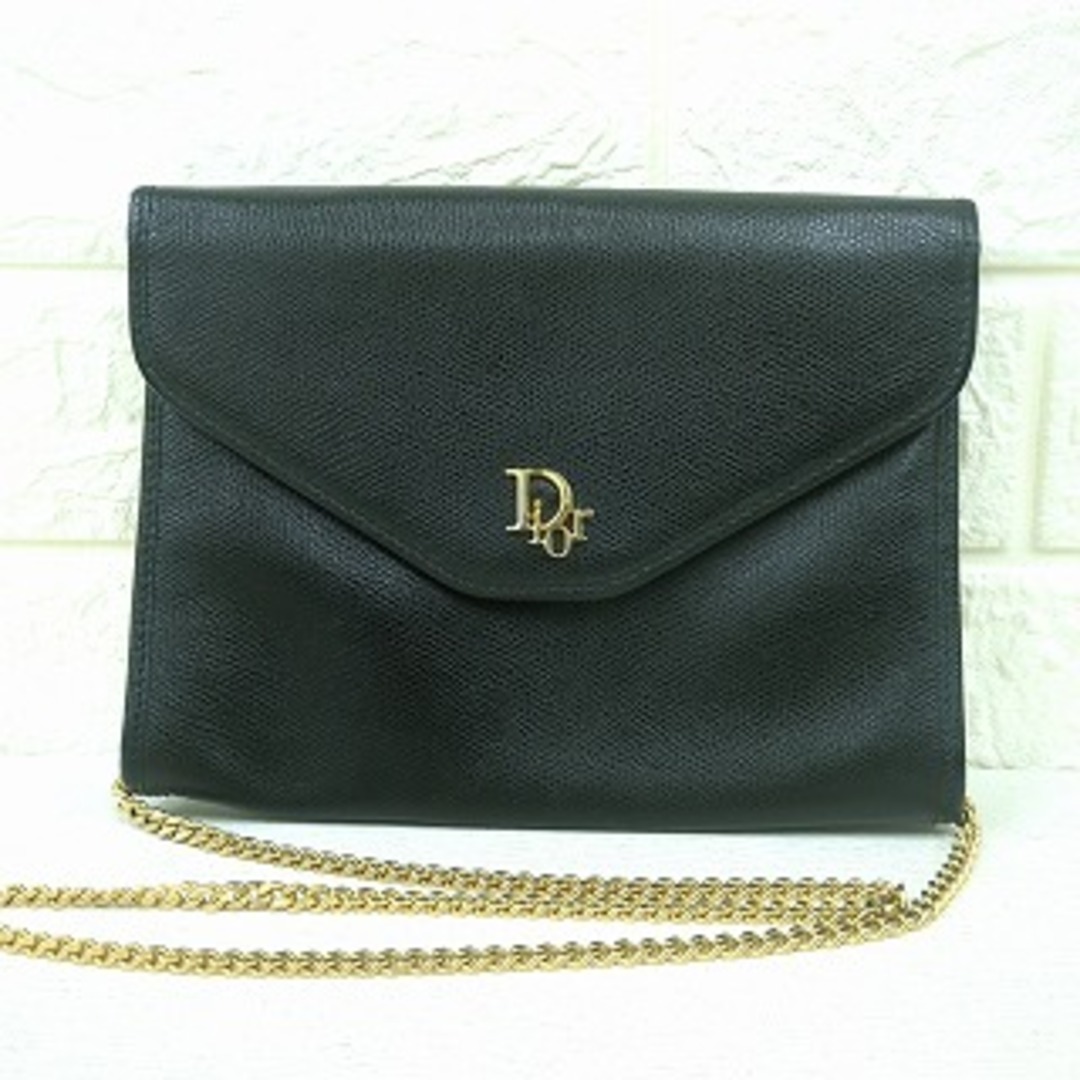 Dior ディオール ショルダーバッグ チェーン レザー 黒 フランス製 Dior ディオール ショルダーバッグ チェーン レザー 黒 フランス製