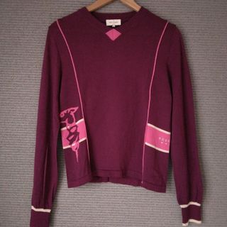 トラサルディゴルフ セーター ニット ウール ロゴ入り