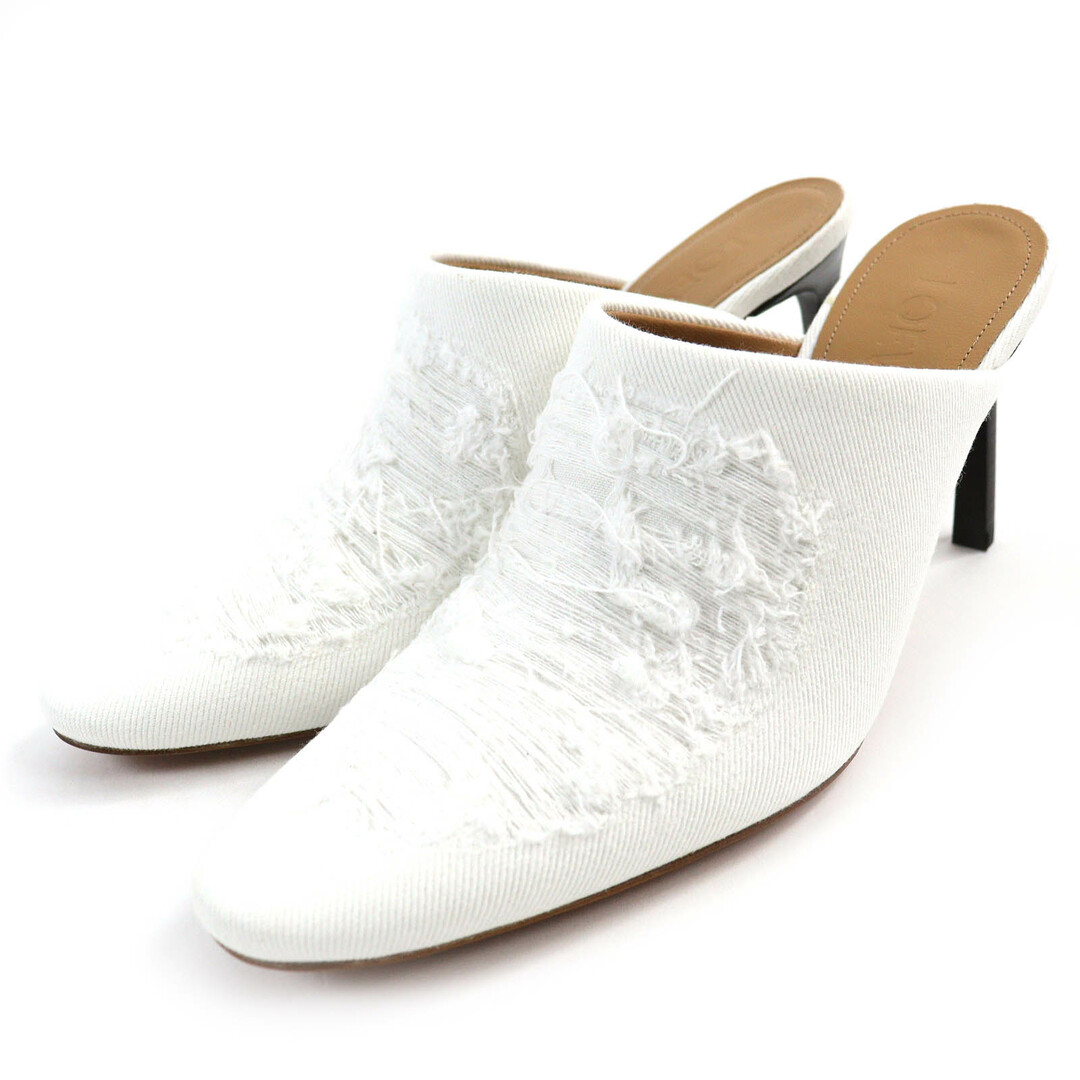 LOEWE - 未使用品△LOEWE ロエベ 562201 RIPPED DENIM MULE リップド デニム ダメージ加工 ミュール ホワイト 37 箱・保存袋付き イタリア製 レディース