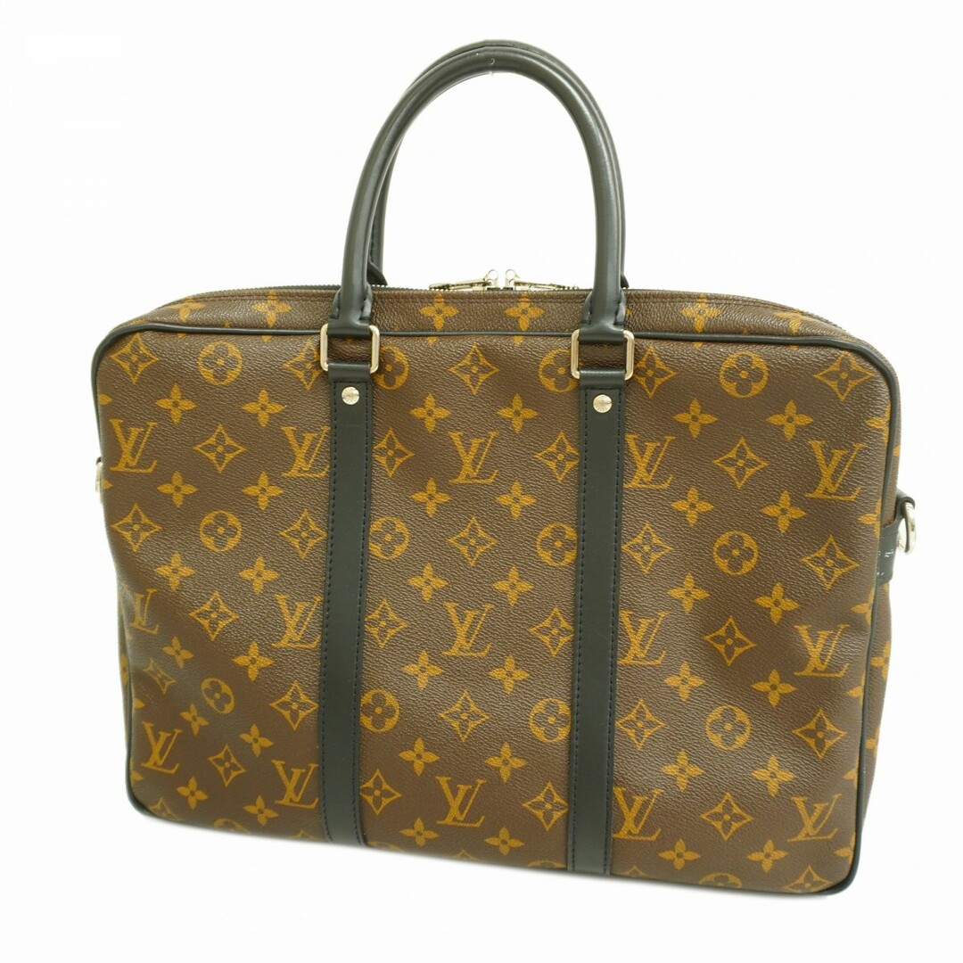 LOUIS VUITTON - 【4td3526】ルイヴィトン ブリーフケース モノグラム・マカサー PDV PM M52005 ブラウン ノワール【中古】メンズ