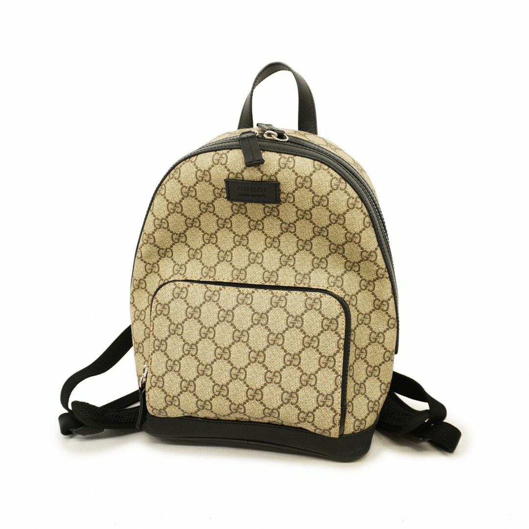 GUCCI - 【4td3540】グッチ リュック・デイパック GGスプリーム 429020 PVC ブラウン ブラック シルバー金具【中古】レディース