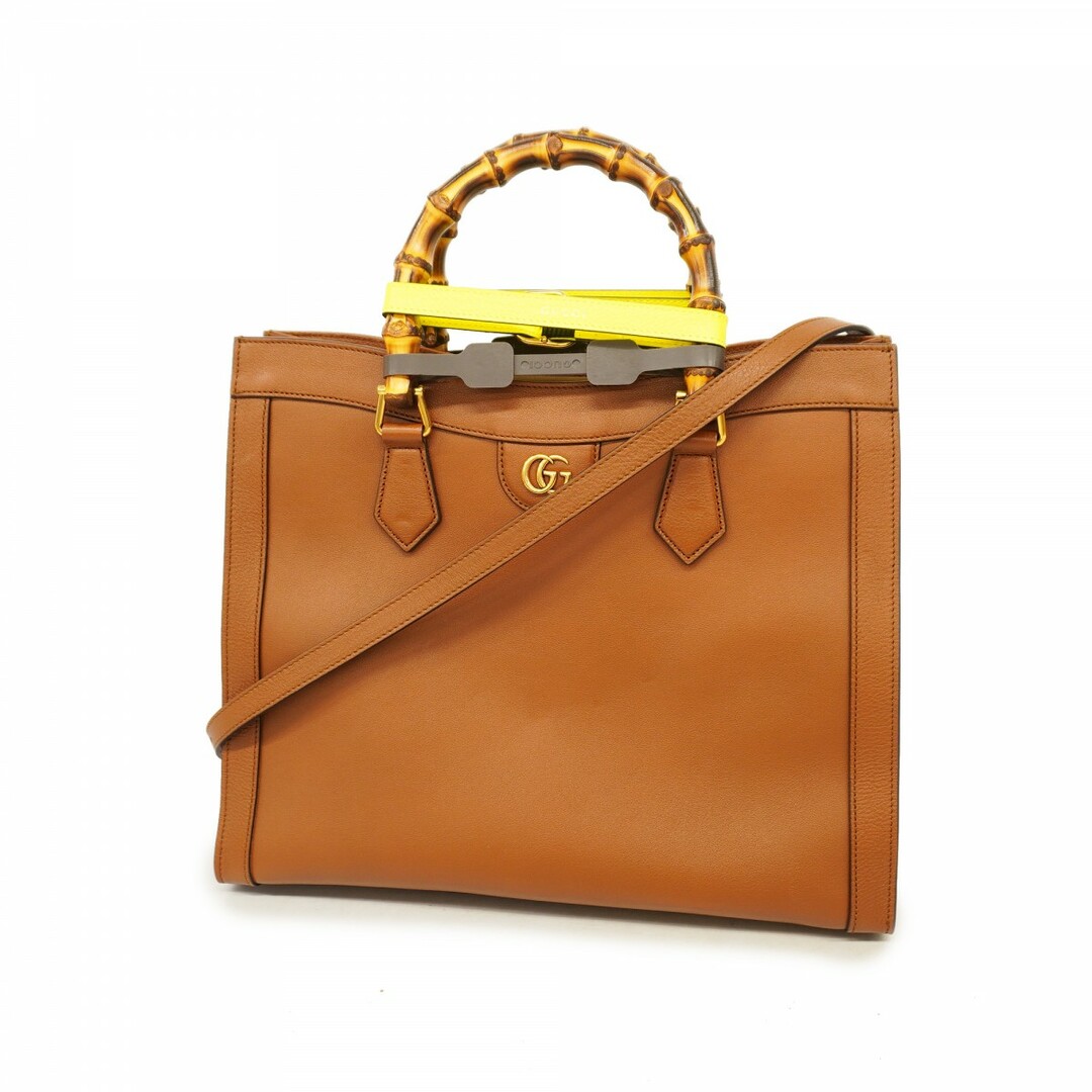 GUCCI - 【4td3691】グッチ ハンドバッグ GGマーモント バンブー 655658 レザー ブラウン ゴールド金具【中古】レディース