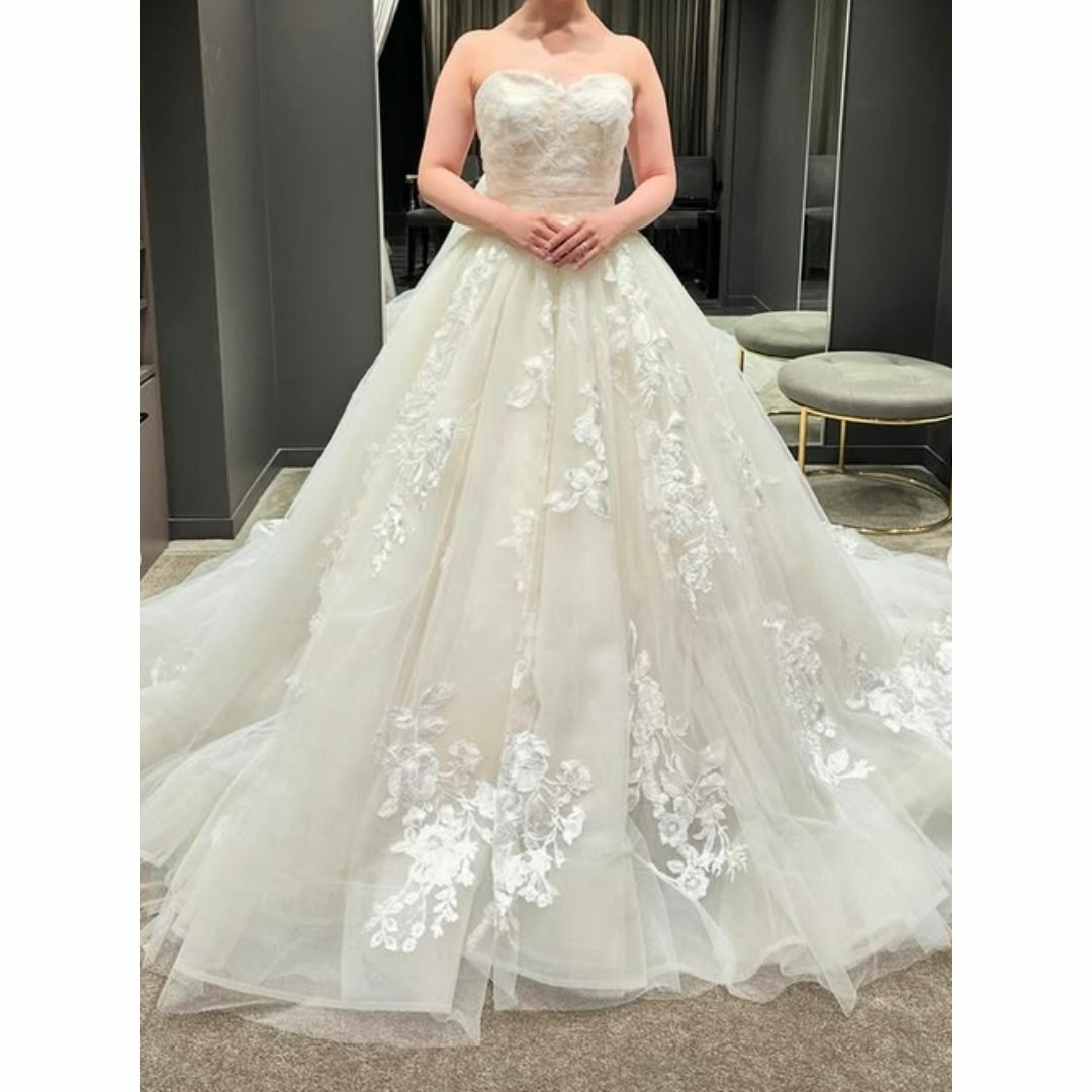 ウエディングドレス ベアトップ 贅沢な小花総レース 憧れのドレス 結婚式