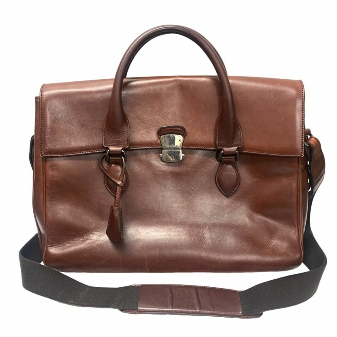 BERLUTI - G2410-1 BERLUTI ベルルッティ エミーオ レザー ビジネスバッグ ブラウン トートバッグ メンズ 2way ショルダーバッグ ブリーフケース【他サイト併売品】