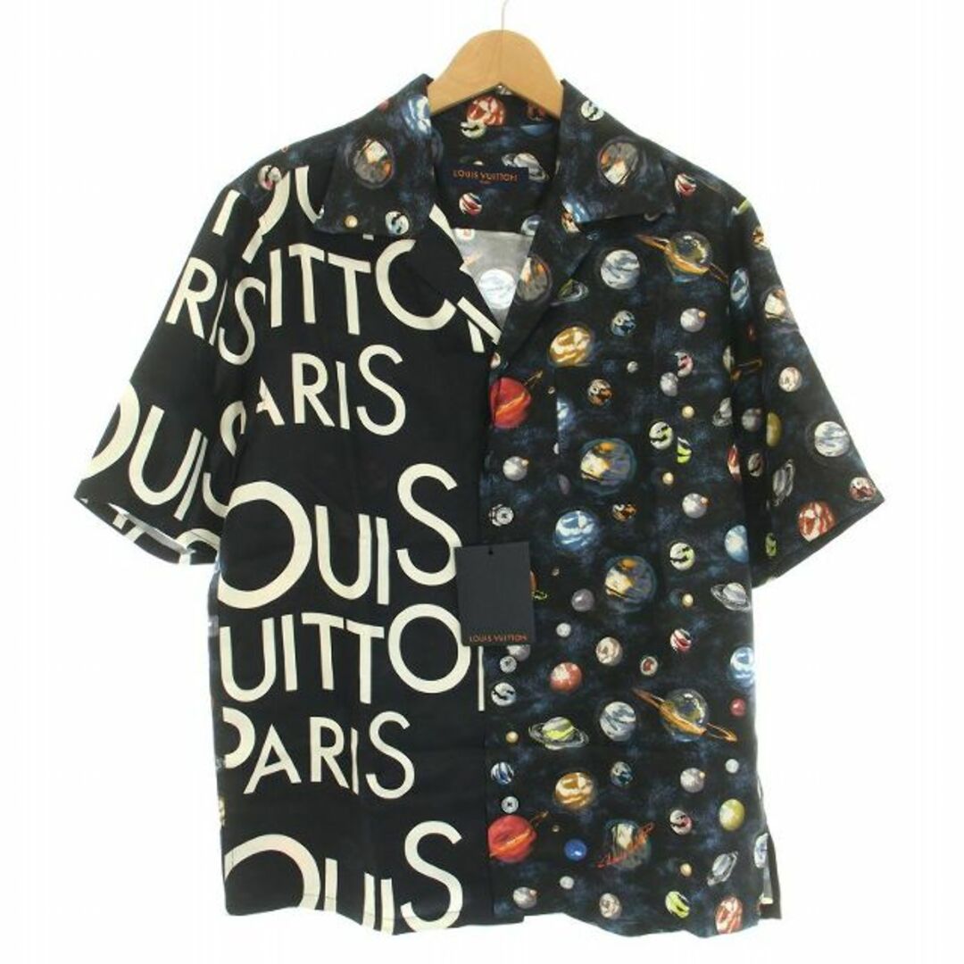 LOUIS VUITTON - LOUIS VUITTON シャツ オープンカラー 半袖 絹 シルク M 紺