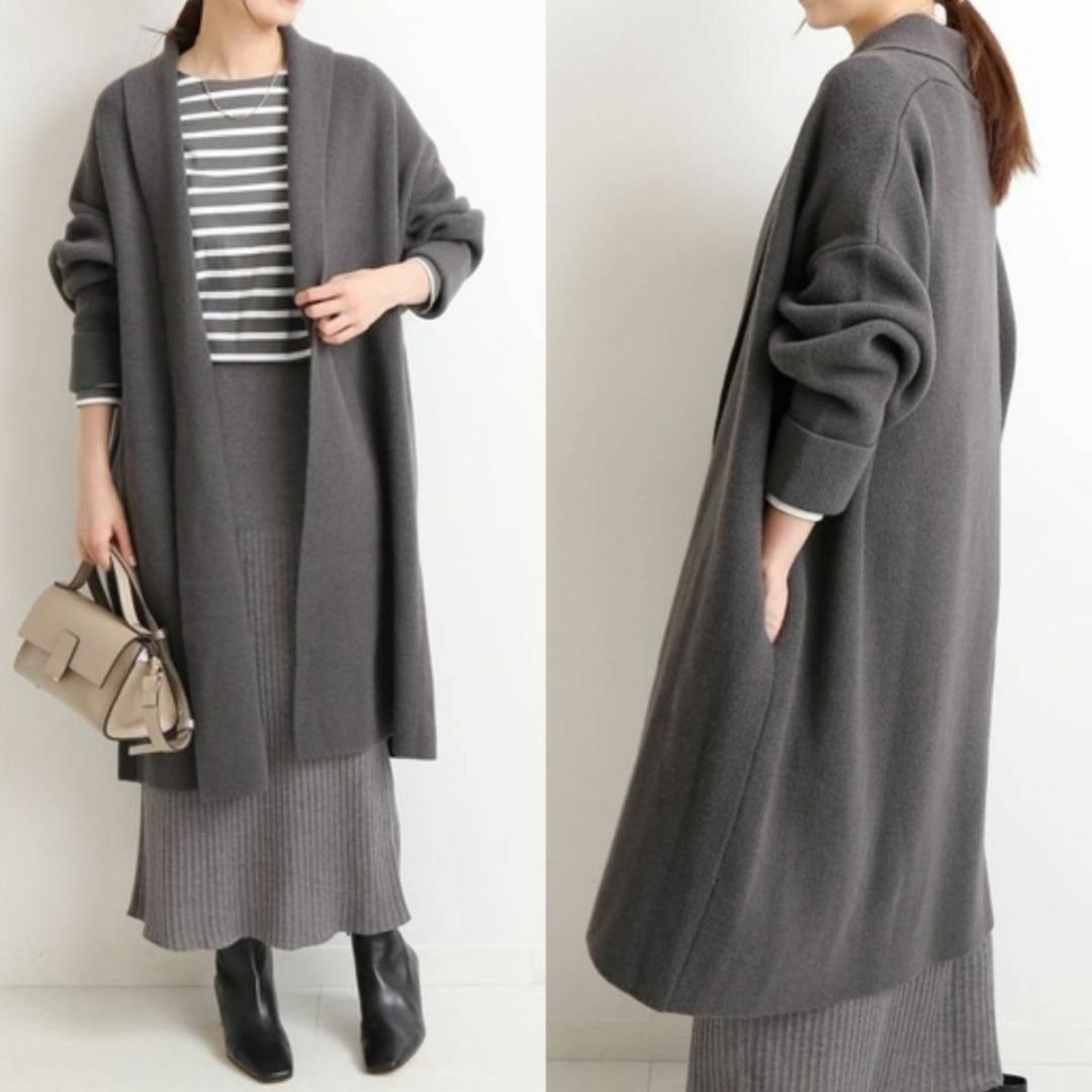 IENA - IENA ウールカシミヤニットガウンコート チャコールグレー イエナ
