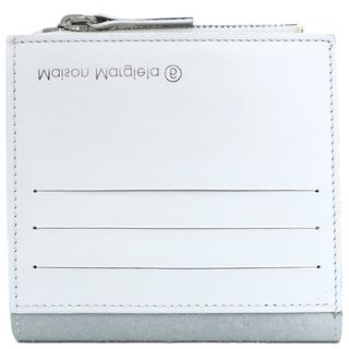 メゾンマルジェラ(Maison Margiela（旧Maison Martin Margiela）)のメゾン マルタン マルジェラ MAISON MARTIN MARGIELA 二つ折り財布 リバースロゴ ジップウォレット レザー ホワイト シルバー金具 白  S63UI0056【中古】(折り財布)