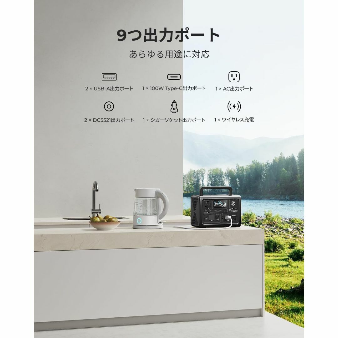BLUETTI ポータブル電源 EB3A 268Wh/600W APP遠隔操作