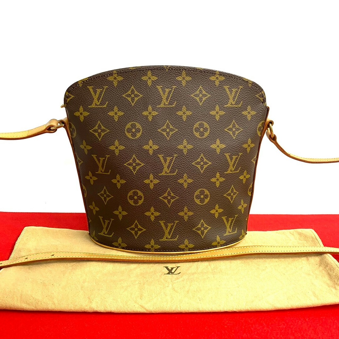 LOUIS VUITTON - 極 美品 袋付 希少品 LOUIS VUITTON ルイヴィトン ドルーオ モノグラム レザー 本革 ショルダーバッグ ポシェット サコッシュ 茶 196-2