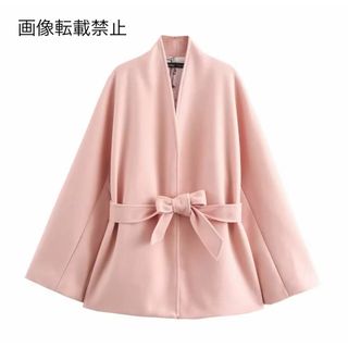 ☕️11月新作🌇15948◆pink ピンク ベルト付き コート(ガウンコート)