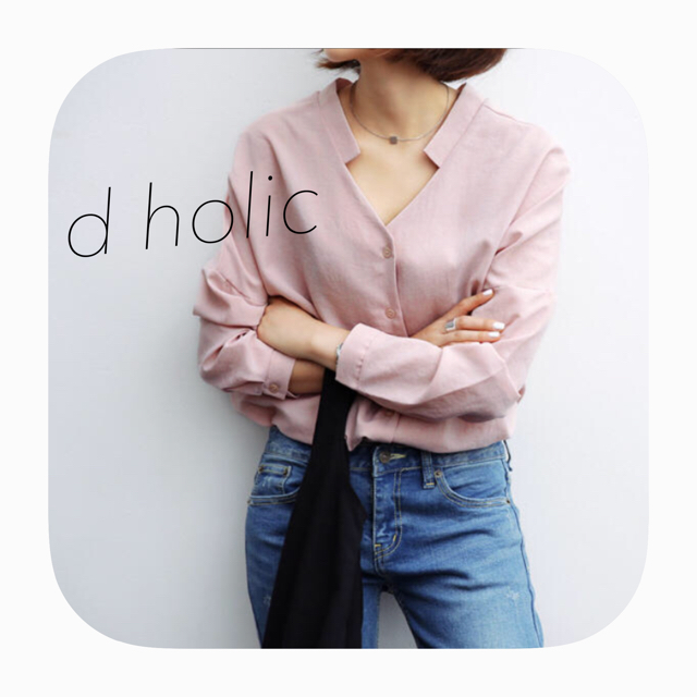 dholic(ディーホリック)のd holic / 大人気 Vネックオーバーブラウス # pink レディースのトップス(シャツ/ブラウス(長袖/七分))の商品写真