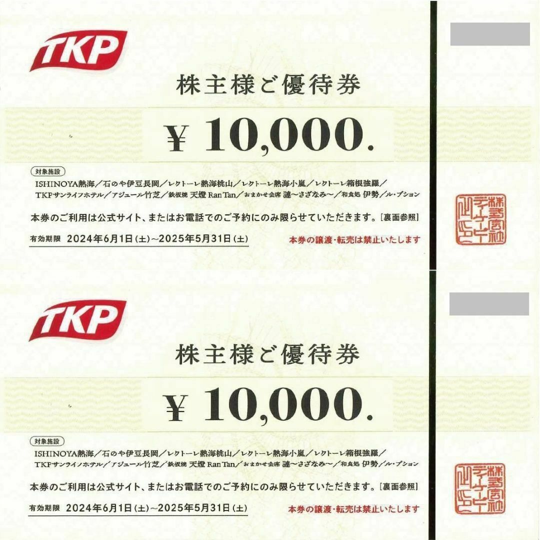 簡易書留送料無料 ☆ ティーケーピー 株主優待券 20000円分 ☆ TKP チケットの施設利用券(その他)の商品写真