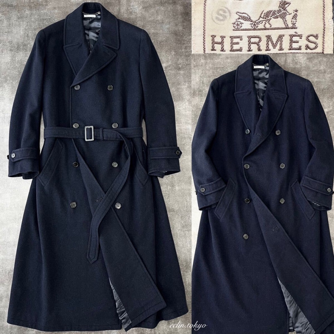HERMES - HERMES 《超ロングシルエット》カシミヤ100% トレンチ HERMES - HERMES 《超ロングシルエット》カシミヤ100% トレンチ