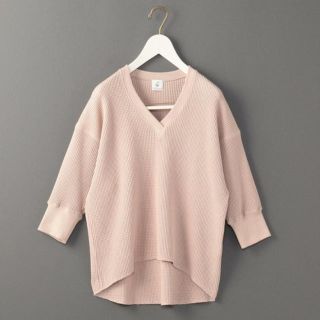 ビューティアンドユースユナイテッドアローズ(BEAUTY&YOUTH UNITED ARROWS)の着画あり！【完売】roku Vネック サーマル ピンク 新品未使用(カットソー(長袖/七分))