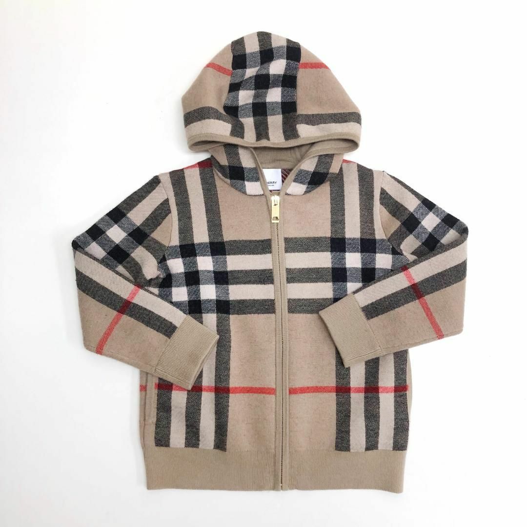 BURBERRY - ☆美品☆バーバリー キッズ カシミヤ混 チェック フルジップ ニット パーカー