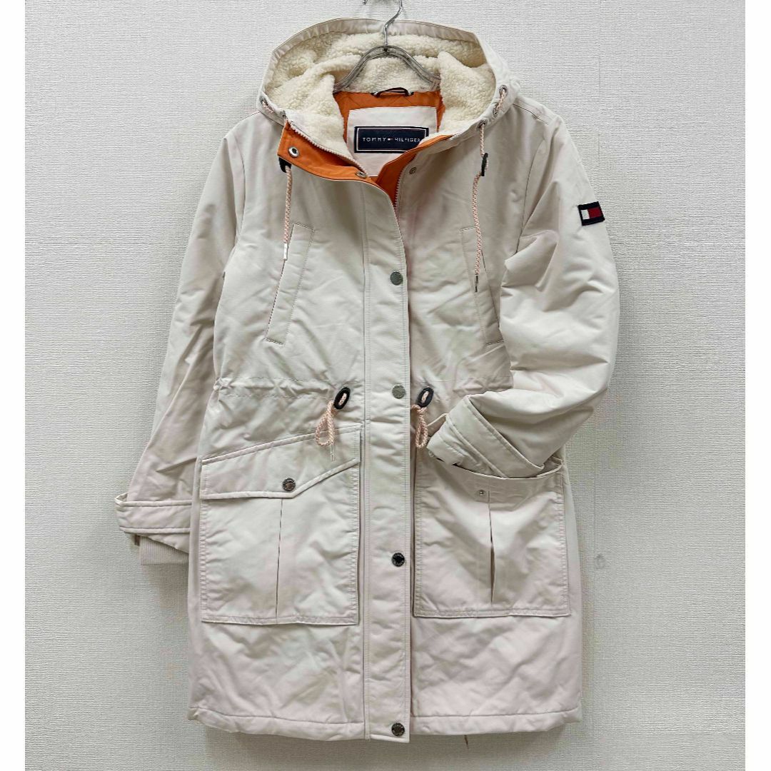 新品 S ☆ トミーヒルフィガー レディース フード コート 白 US-XS