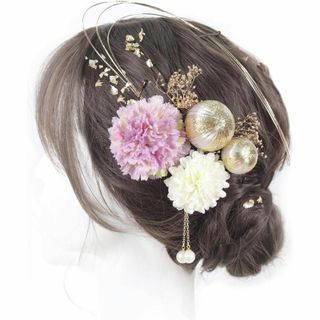 髪飾り 和玉 ピンポンマム 水引 金箔 卒業式 入園式 入学式　成人式(ヘアピン)
