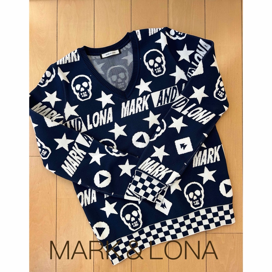 MARK & LONA】スカルスター柄 Vネックセーター MARK & LONA】スカルスター柄 Vネックセーター