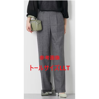 ニッセン(ニッセン)の新品 ストレッチ チェック ワイドパンツ 丈長め ニッセン トールサイズ(カジュアルパンツ)