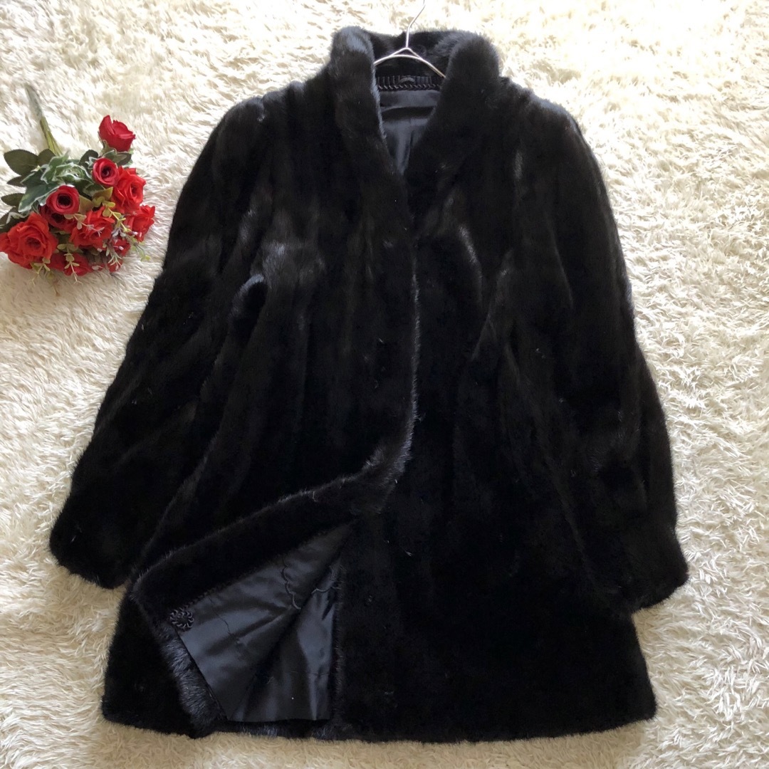 SAGA MINK♪サガミンク♪銀タグミンクコート 厚手 ブラック L SAGA MINK♪サガミンク♪銀タグミンクコート 厚手 ブラック L