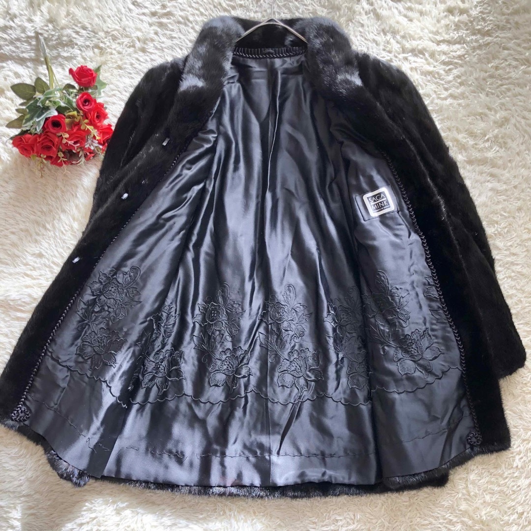 SAGA MINK♪サガミンク♪銀タグミンクコート 厚手 ブラック L SAGA MINK♪サガミンク♪銀タグミンクコート 厚手 ブラック L