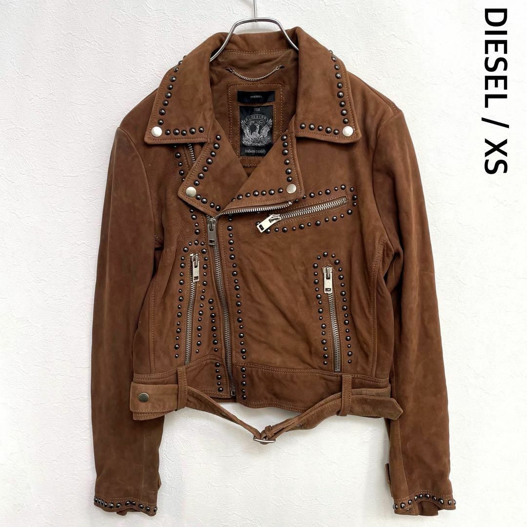 DIESEL - 希少 DIESEL スエード スタッズ ダブル ライダース DIESEL - 希少 DIESEL スエード スタッズ ダブル ライダース