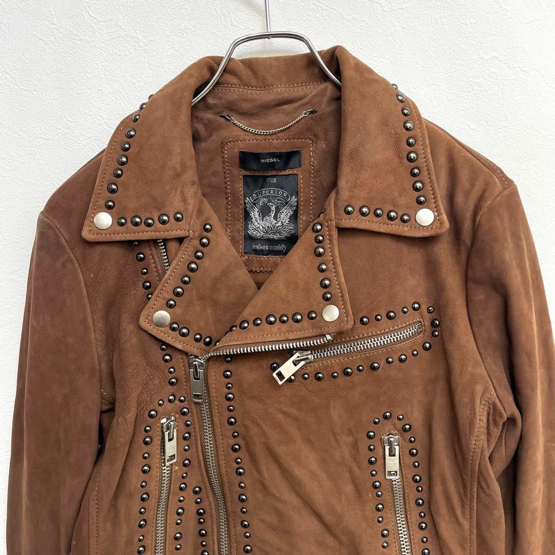 DIESEL - 希少 DIESEL スエード スタッズ ダブル ライダース DIESEL - 希少 DIESEL スエード スタッズ ダブル ライダース