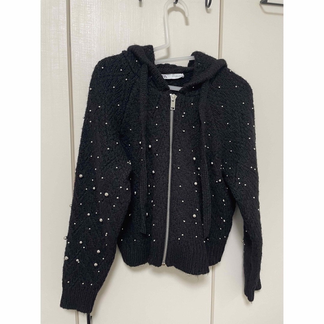 ZARA - ZARA 黒ニットパーカーの通販 by パープル's shop|ザラ ZARA - ZARA 黒ニットパーカーの通販 by パープル's shop|ザラ