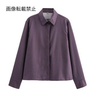 ☕️11月新作🌇15970◆レトロ チェック 柄 シャツ ブラウス(シャツ/ブラウス(長袖/七分))
