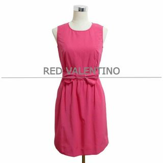 美品 RED VALENTINO サテン リボン ノースリーブ ワンピース 美品 RED VALENTINO サテン リボン ノースリーブ ワンピース