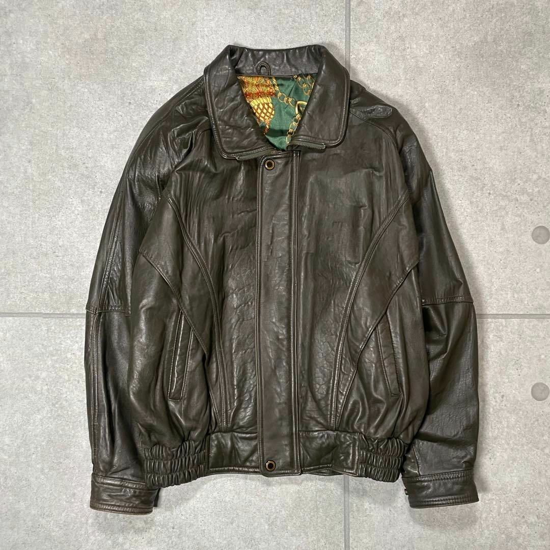 VINTAGE - ビンテージ レザージャケット A2 90s スカーフ柄 羊革 VINTAGE - ビンテージ レザージャケット A2 90s スカーフ柄 羊革