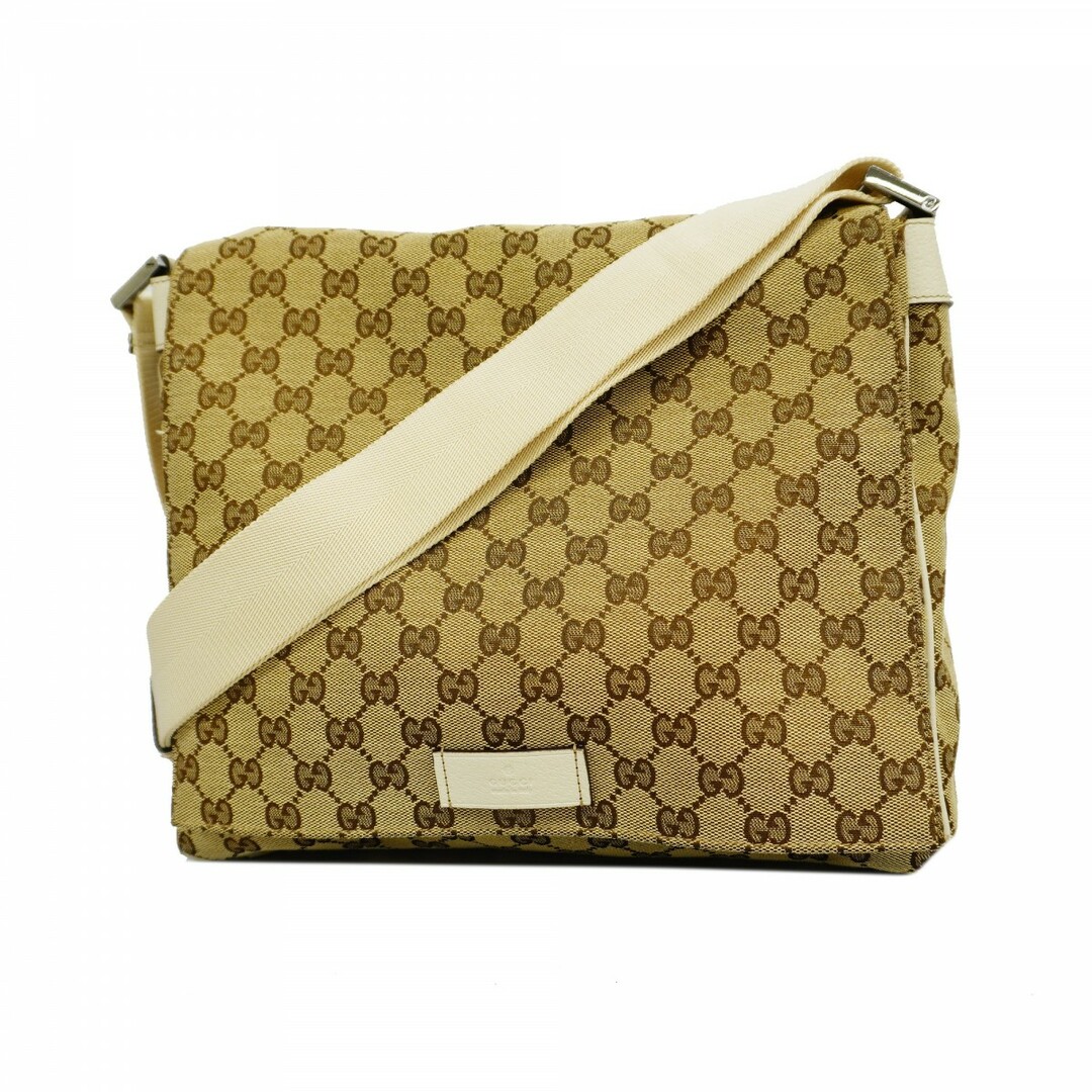 GUCCI - 【4td3843】グッチ ショルダーバッグ GGキャンバス 146236 キャンバス ブラウン シルバー金具【中古】レディース