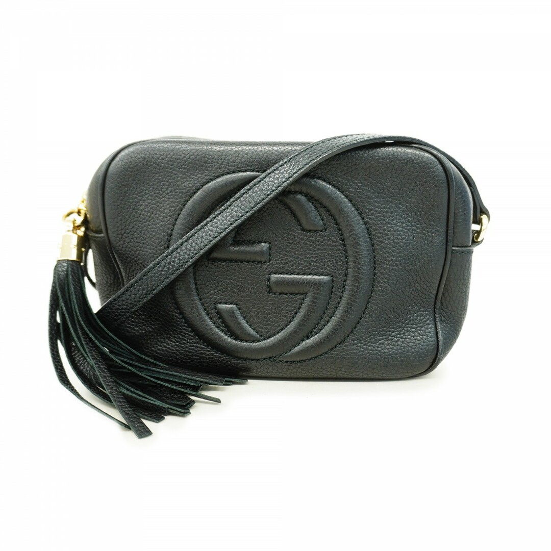 GUCCI - 【4td3924】グッチ ショルダーバッグ ソーホー 308364 レザー ブラック シャンパンゴールド金具【中古】レディース