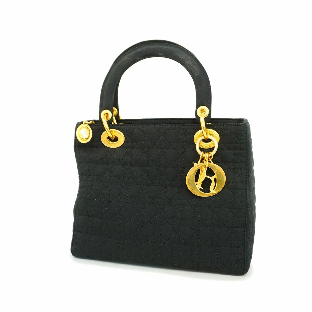 Christian Dior - 【4td3926】クリスチャンディオール ハンドバッグ カナージュ レディディオール ナイロン ブラック ゴールド金具【中古】レディース