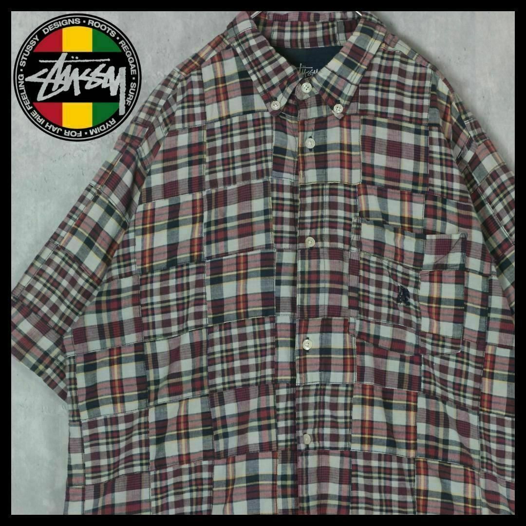 STUSSY - 【希少】old stussy 90s パッチワーク チェック 半袖 STUSSY - 【希少】old stussy 90s パッチワーク チェック 半袖