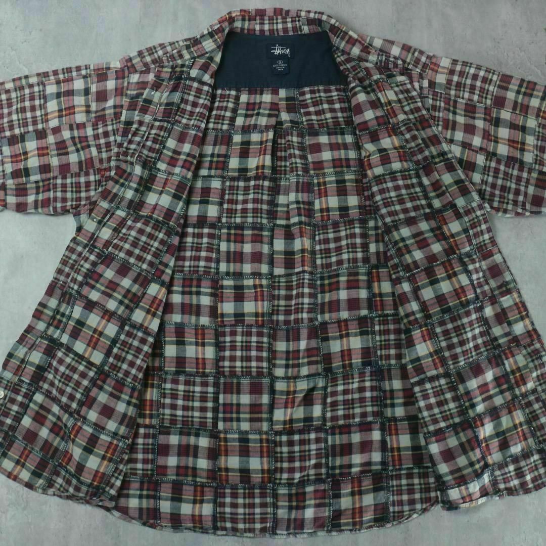 STUSSY - 【希少】old stussy 90s パッチワーク チェック 半袖 STUSSY - 【希少】old stussy 90s パッチワーク チェック 半袖