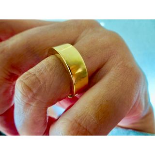 仁尾彫金『幅7mm厚み３ミリ、k18平打リング』ハンドメイド348(リング(指輪))