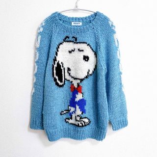 SNOOPY - 【 スヌーピー スポーツ 】 ヴィンテージ 手編み 水色 ニット レトロ ブルーの通販｜ラクマ