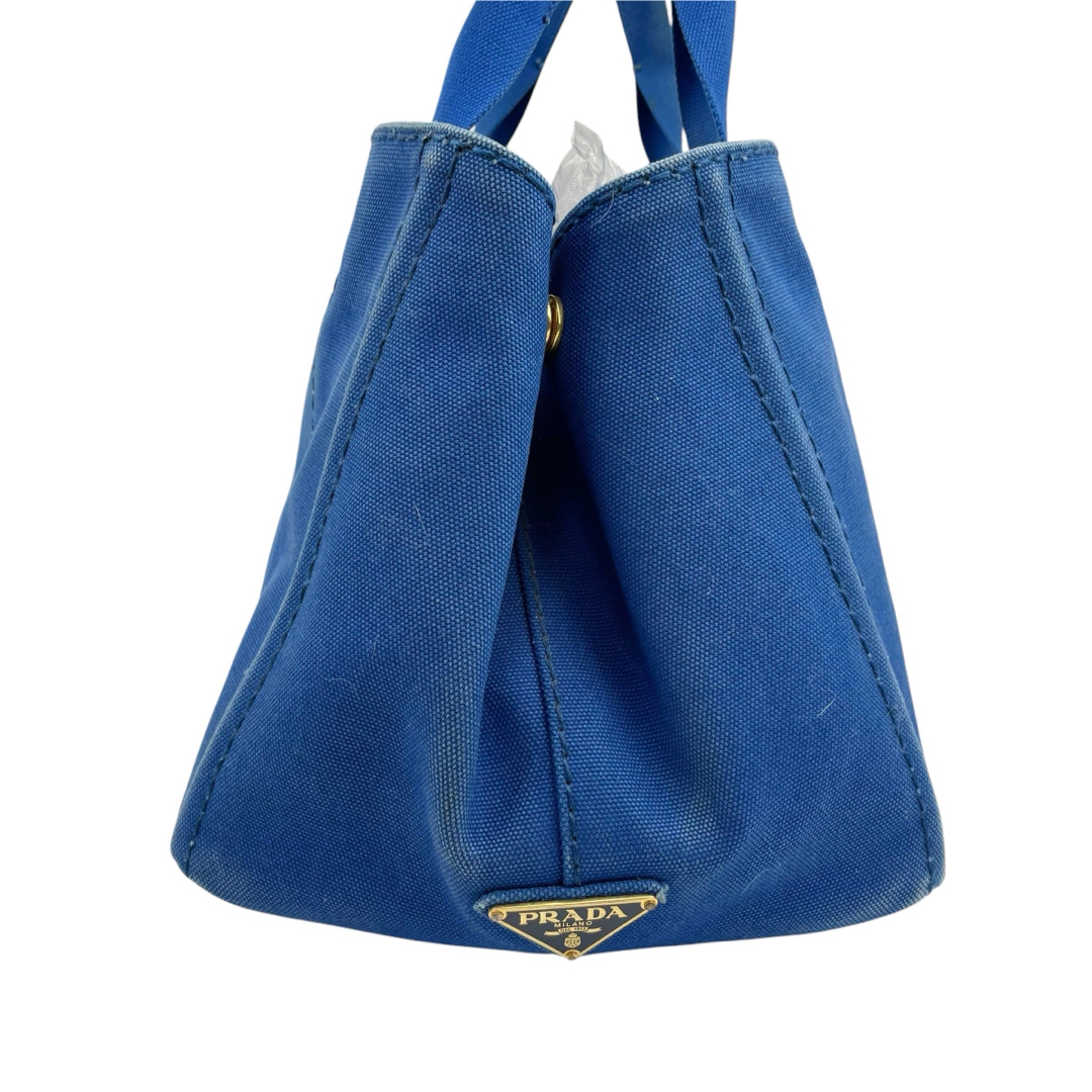 ✨美品✨ PRADA プラダ ハンドバッグ カナパ キャンバス ブルー 青 ✨美品✨ PRADA プラダ ハンドバッグ カナパ キャンバス ブルー 青