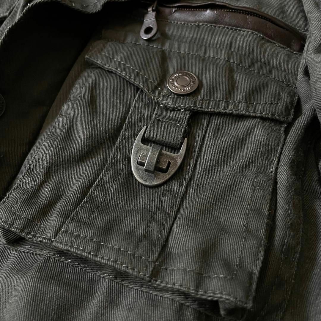 y2kグランジ ファー付きミリタリージャケット ムラ加工 ギミック y2kグランジ ファー付きミリタリージャケット ムラ加工 ギミック