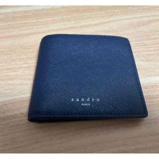 サンドロ(Sandro)の美品　sandro paris ネイビー 二つ折り財布(折り財布)