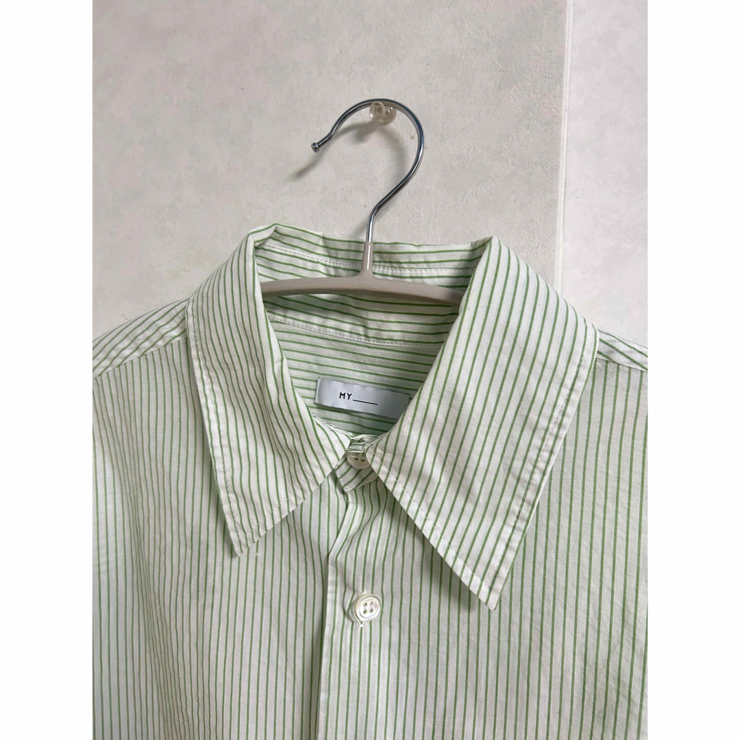 MY___ STRIPED CROPPED SHIRT グリーン MY___ STRIPED CROPPED SHIRT グリーン