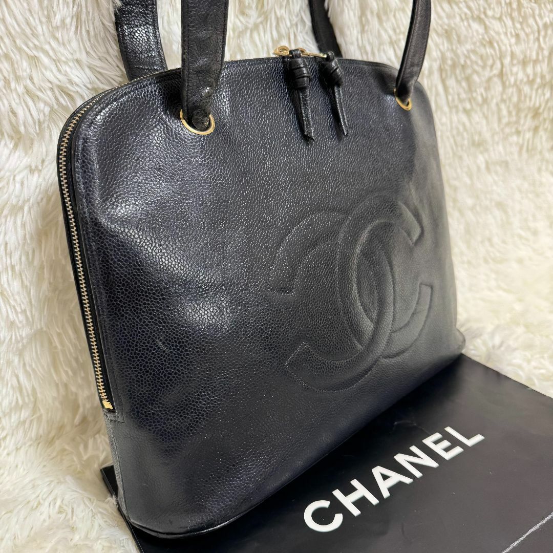 CHANEL - CHANEL シャネル キャビアスキン トートバッグ デカココ ブラック　黒