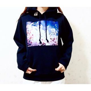 ユナイテッドアスレ(UnitedAthle)のレディース パーカー トップス ネイビー 花 ユナイテッドアスレ お洒落 青レ(パーカー)