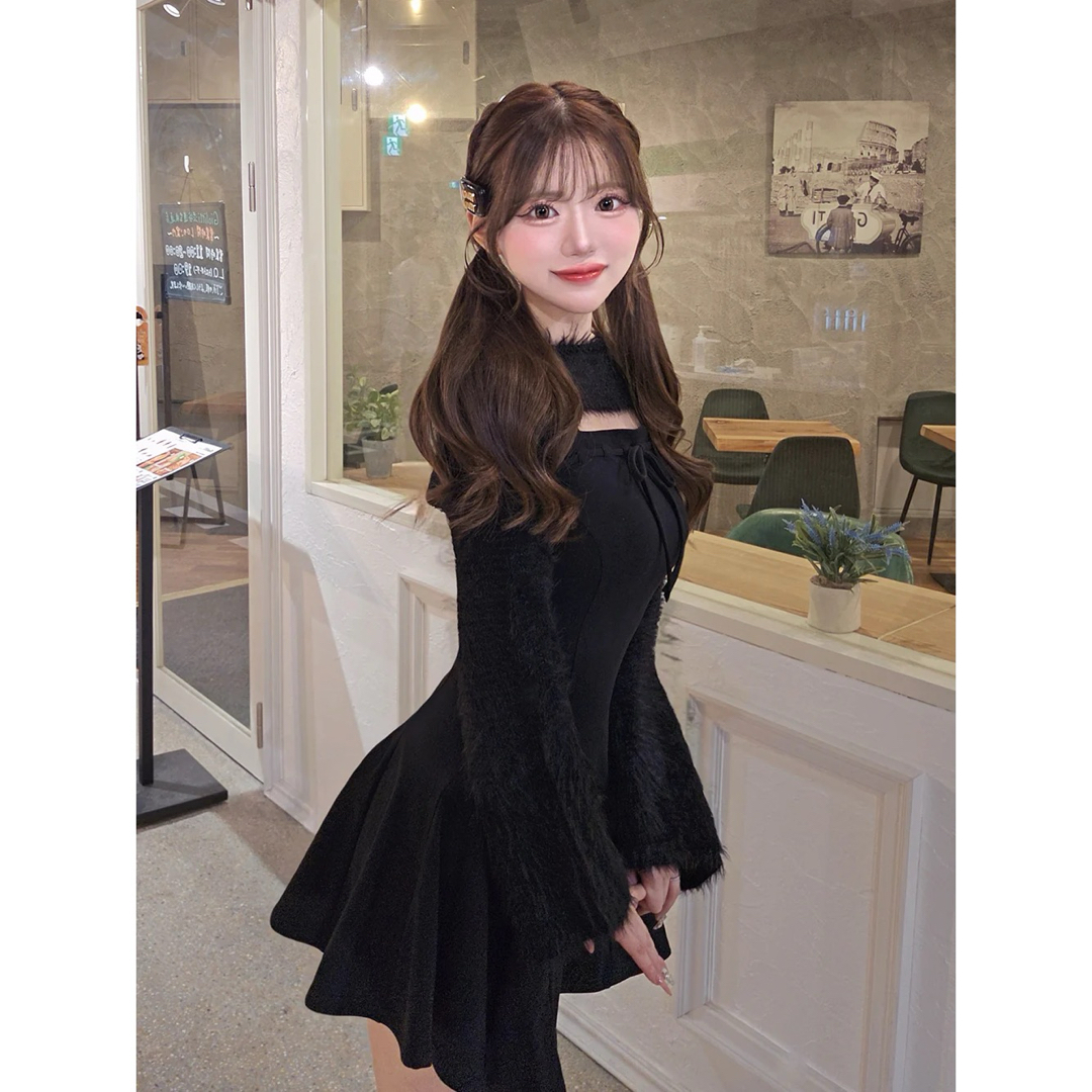 Darich♡新品カットフレアミニワンピース【F】 (ステッチ Darich♡新品カットフレアミニワンピース【F】 (ステッチ
