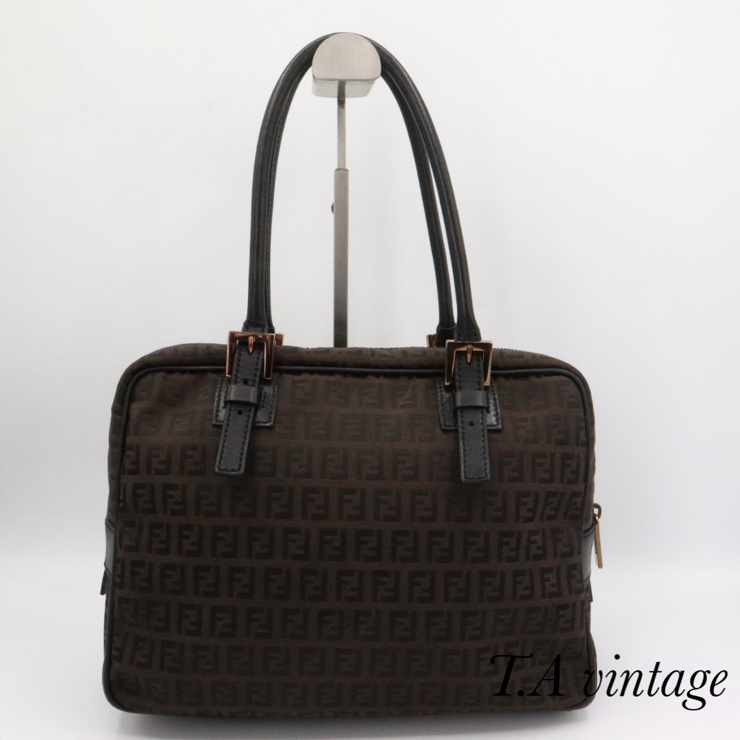 FENDI - 美品　フェンディ　ズッキーノ　キャンバス　ハンドバッグ　ブラウン